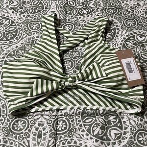 Albion Fit — Sage Stripe Top Knot swim top